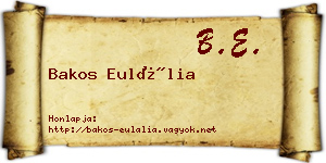 Bakos Eulália névjegykártya